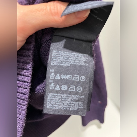 TOMMY HILFIGER Intarsia Bulldog Sweater Purple M Vintage cotton elbow patches - Picture 4 of 11